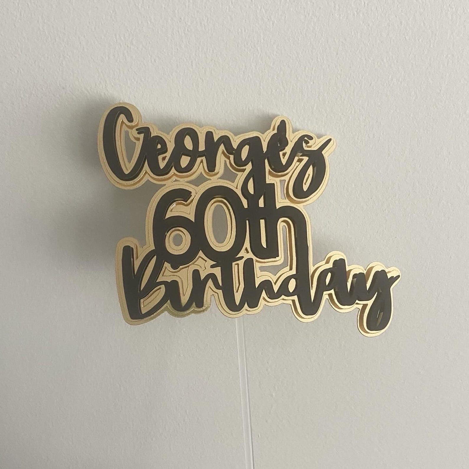 Black and Gold Name and Age Topper